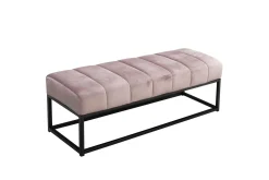Bänk Wohnling sammet klädd modern vadderad elegant metallram Rosa