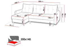 Bodo Divanbäddsoffa 222x140x90 cm