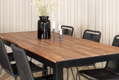 Bois Matgrupp Utomhus 205cm + 6 Lindos Stapelbara Matstolar