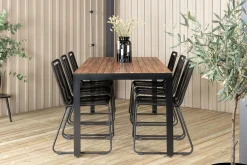 Bois Matgrupp Utomhus 205cm + 6 Lindos Stapelbara Matstolar