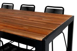 Bois Matgrupp Utomhus 205cm + 6 Lindos Stapelbara Matstolar