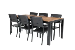 Bois Matgrupp Utomhus 200cm + 6 Levels Stapelbara Matstolar