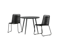 Break Cafégrupp Rund 90 cm + 2 Lindos Stapelbar Stol