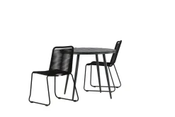 Break Cafégrupp Rund 90 cm + 2 Lindos Stapelbar Stol