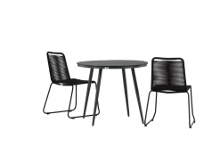 Break Cafégrupp Rund 90 cm + 2 Lindos Stapelbar Stol