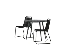 Break Cafégrupp Rund 90 cm + 2 Lindos Stapelbar Stol