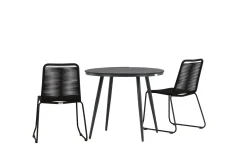 Break Cafégrupp Rund 90 cm + 2 Lindos Stapelbar Stol
