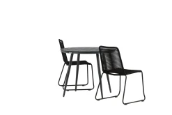 Break Cafégrupp Rund 90 cm + 2 Lindos Stapelbar Stol