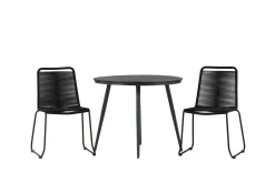 Break Cafégrupp Rund 90 cm + 2 Lindos Stapelbar Stol