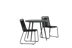 Break Cafégrupp Rund 90 cm + 2 Lindos Stapelbar Stol