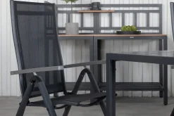 Break Matgrupp Utomhus 205cm + 6 Albany Positionsstolar Svart/Grå