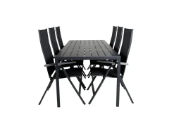 Break Matgrupp Utomhus 205cm + 6 Albany Positionsstolar Svart/Grå