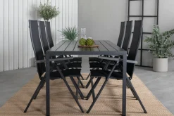 Break Matgrupp Utomhus 205cm + 6 Albany Positionsstolar Svart/Grå