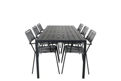 Break Matgrupp Utomhus 205cm + 6 Lindos Karmstolar Utomhus Svart/Grå