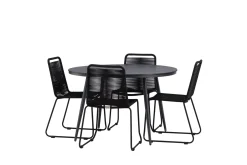 Break Matgrupp Utomhus Rund 120 cm + 4 Lindos Stapelbar Stol