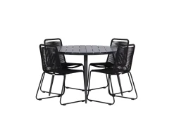 Break Matgrupp Utomhus Rund 120 cm + 4 Lindos Stapelbar Stol