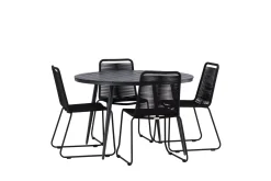 Break Matgrupp Utomhus Rund 120 cm + 4 Lindos Stapelbar Stol