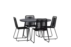 Break Matgrupp Utomhus Rund 120 cm + 4 Lindos Stapelbar Stol