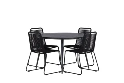 Break Matgrupp Utomhus Rund 120 cm + 4 Lindos Stapelbar Stol