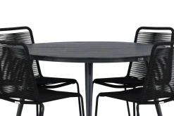 Break Matgrupp Utomhus Rund 120 cm + 4 Lindos Stapelbar Stol