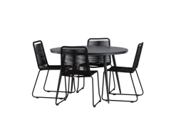 Break Matgrupp Utomhus Rund 120 cm + 4 Lindos Stapelbar Stol