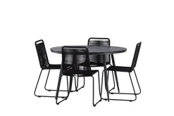 Break Matgrupp Utomhus Rund 120 cm + 4 Lindos Stapelbar Stol