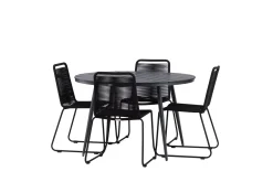 Break Matgrupp Utomhus Rund 120 cm + 4 Lindos Stapelbar Stol