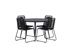 Break Matgrupp Utomhus Rund 120 cm + 4 Lindos Stapelbar Stol