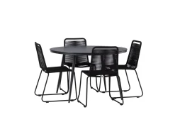 Break Matgrupp Utomhus Rund 120 cm + 4 Lindos Stapelbar Stol