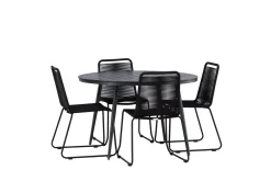 Break Matgrupp Utomhus Rund 120 cm + 4 Lindos Stapelbar Stol