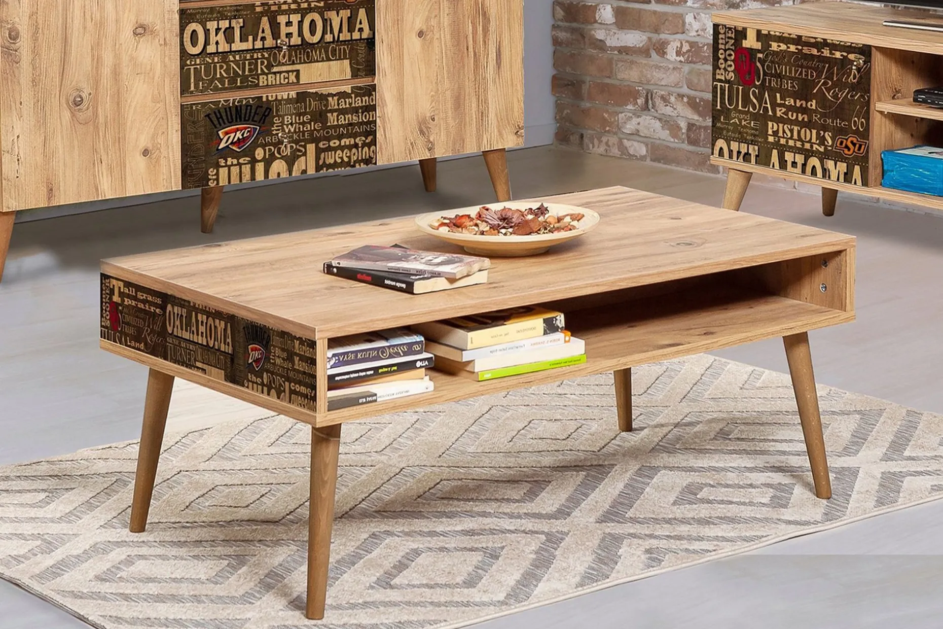 Brokind Soffbord 110 cm med Förvaring Hylla Oklahoma
