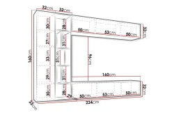 Bulet Tv-möbelset 224x33 cm