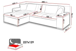 Camior Bäddsoffa m. Divan Förvaring 3-sits 227x129