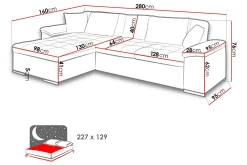 Camior Divanbäddsoffa 4-sits Höger Konstläder