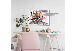 Canvastavla - Abstrakt komposition med blommor och dynamiska linjer