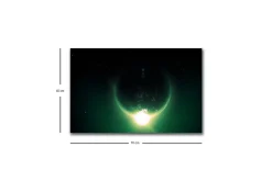 Canvastavla med LED-belysning - Storslagen planet med ljusstrålar som sträcker sig ut i rymden
