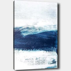 Canvastavla 70x100 cm - Abstrakt landskap med blå och vita nyanser som skapar en känsla av djup och rörelse