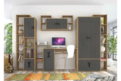 Castlebay Highboard Grey High Gloss