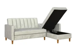 Celine 3-sits Divanbäddsoffa Sammet/Ljusgrå
