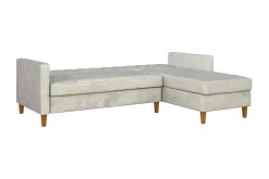 Celine 3-sits Divanbäddsoffa Sammet/Ljusgrå