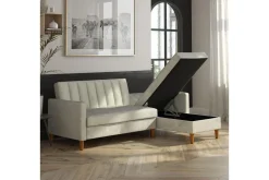 Celine 3-sits Divanbäddsoffa Sammet/Ljusgrå