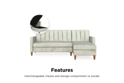Celine 3-sits Divanbäddsoffa Sammet/Ljusgrå