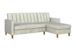 Celine 3-sits Divanbäddsoffa Sammet/Ljusgrå