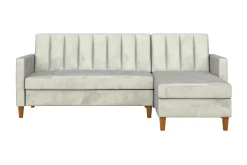 Celine 3-sits Divanbäddsoffa Sammet/Ljusgrå