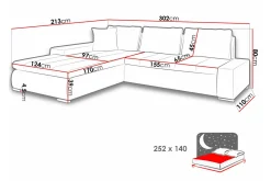 Cerys 3-sits Hörnbäddsoffa White