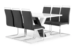 Cesi Matgrupp Rektangulärt matbord 140 cm + 6 Isoda Läder Marstolar