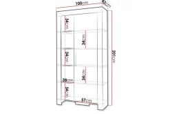 Cezar Hylla 100x42x201 cm Ek