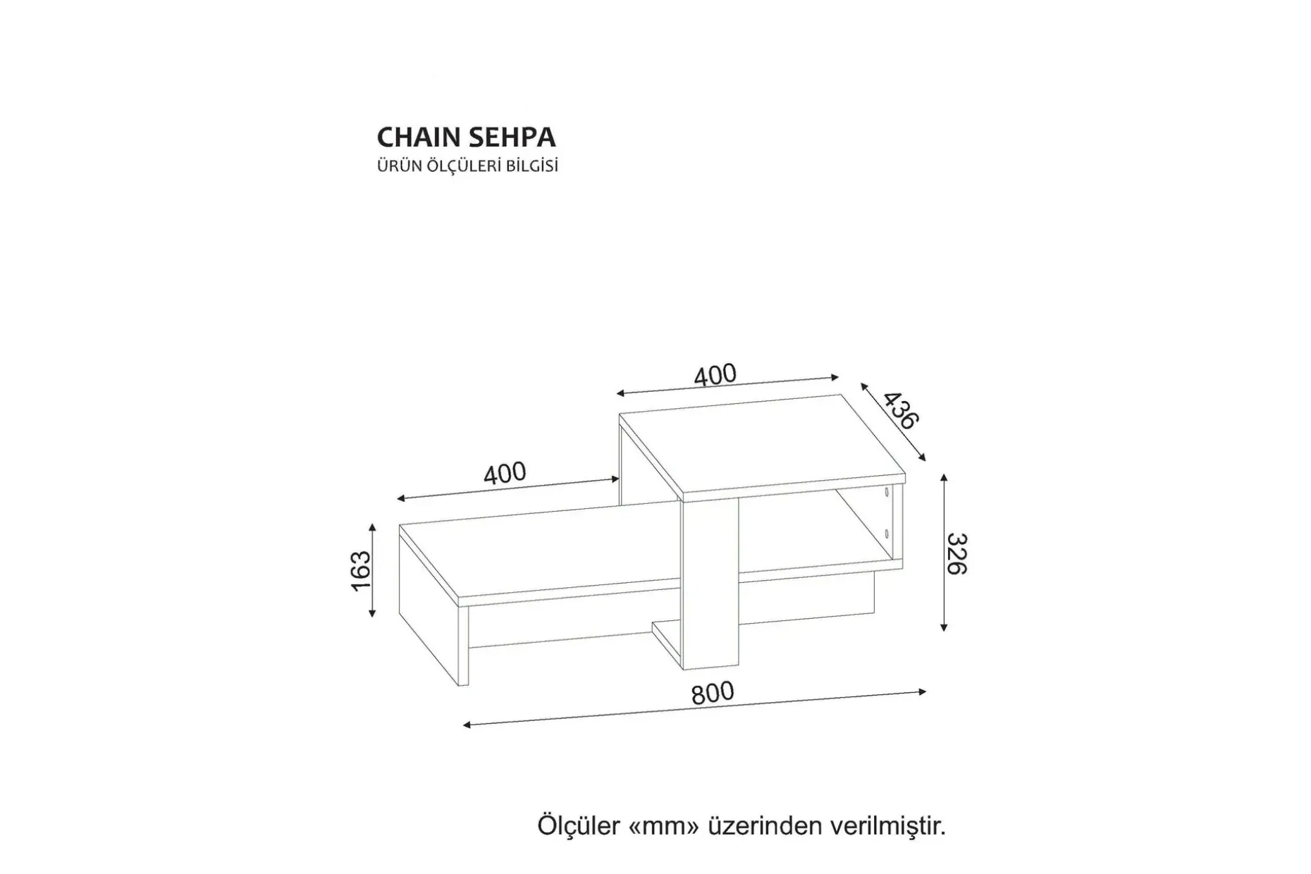 Chainell Soffbord 80 cm med Förvaring Hylla