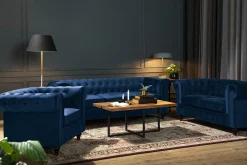 Chesterfield Lyx Stor skön djup sammetsfåtölj - Fåtölj till vardagsrum