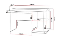 Chezum Skrivbord 126 cm med Förvaring Skåp